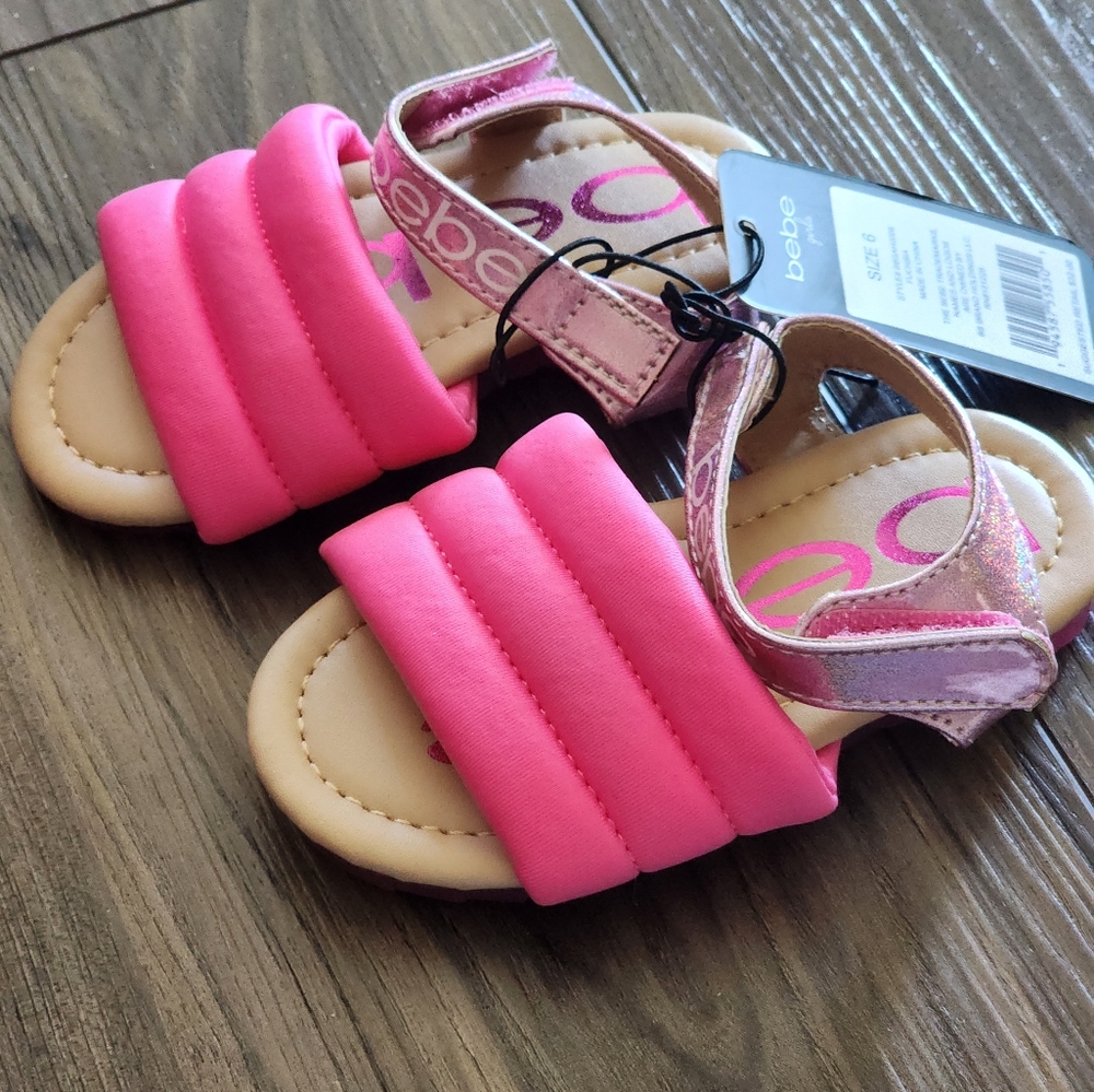 BEBE GIRLS TODDLER SANDALS: PINK NWT: SZ 6